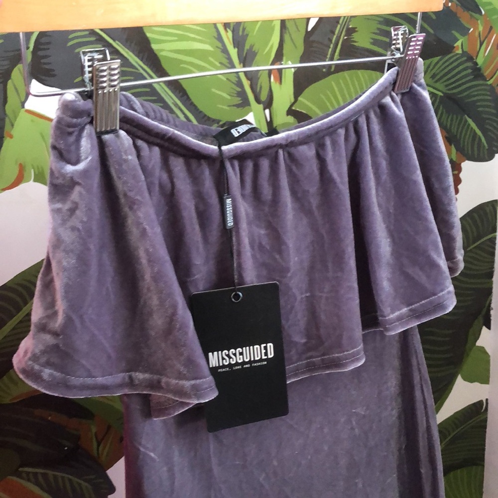 Gray Velour Strapless Dress
